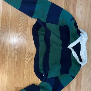 BRANDY MELVILLE CROPPED BLUE AND GREEN STRIPPED SWEATSHIRT